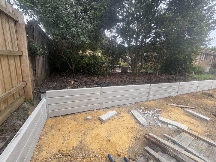 Concrete sleeper wall installation by HD Fencing